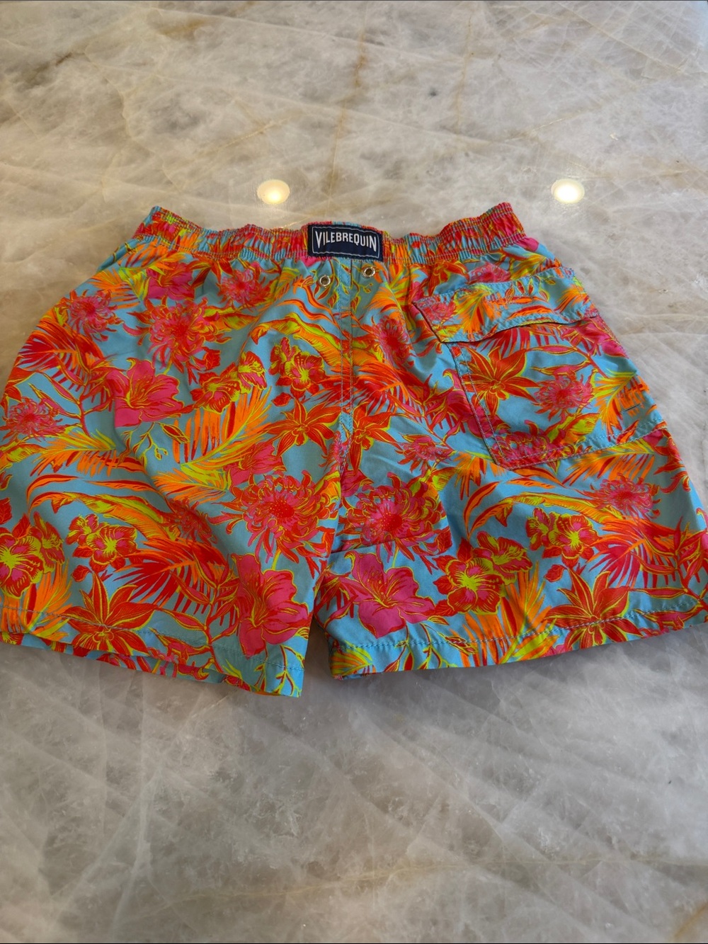 Vilebrequin Boys Tropical Swim Shorts - Turquoise, Orange & Pink